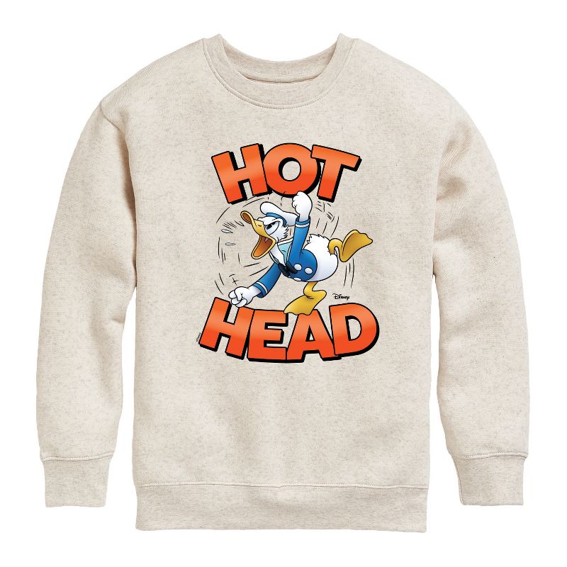 Boys' - Disney - Hot Head Donald Duck Graphic Long Sleeve Fleece Sweatshirt