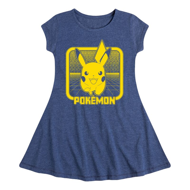 Girls' - Pokémon - Pikachu Retrogamer Fit & Flair Cap Sleeve Dress