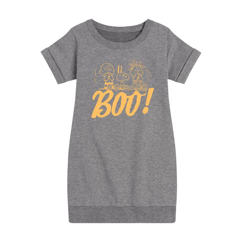 Girls' - Peanuts - Boo Graphic Short Sleeve Fleece Dress