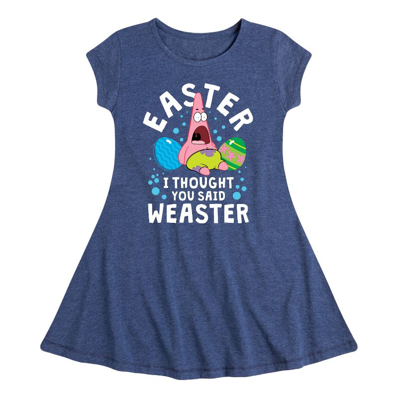 Girls' - SpongeBob Squarepants - Easter Weaster Fit & Flair Cap Sleeve Dress