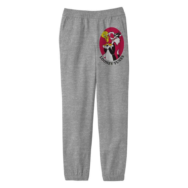 Looney Tunes Sylvester Tweety Youth Boy's Athletic Gray Sweatpants