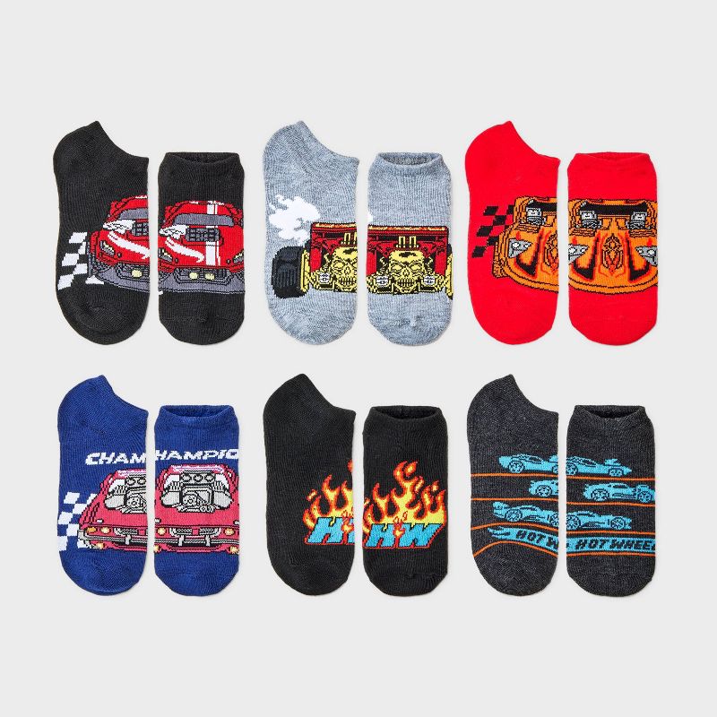 Boys' Hot Wheels 6pk No Show Socks
