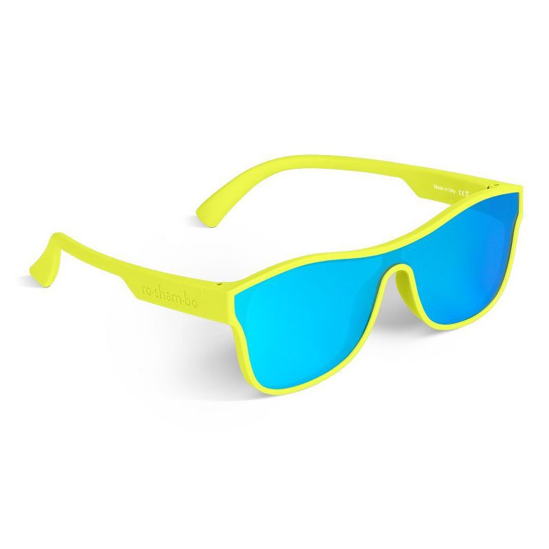 Roshambo Bend-in-Half Flexible Shield Kids Sunglasses | Made in Italy | Polarized Mirrored UV400 Lens | Microfiber Carrying Sleeve Included!