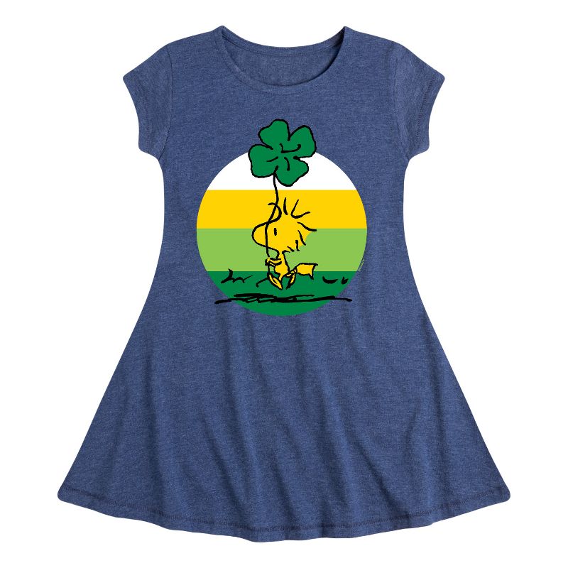 Girls' - Peanuts - Woodstock Shamrock Fit & Flair Cap Sleeve Dress