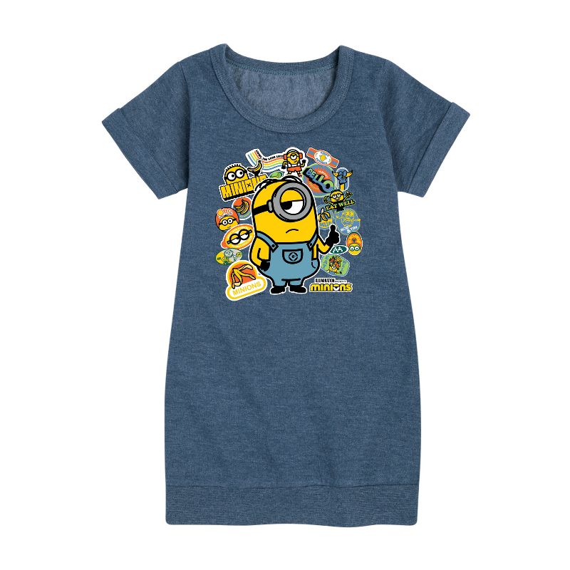 Girls' - Despicable Me Minions - Minion & Banana Stickers Graphic Short Sleeve Fleece Dress
