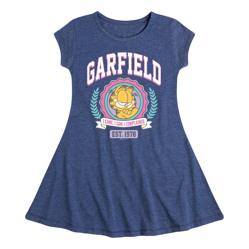 Girls' - Garfield - Collegiate Fit & Flair Cap Sleeve Dress