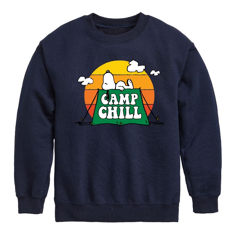 Boys' - Peanuts - Camp Chill Graphic Long Sleeve Fleece Sweatshirt