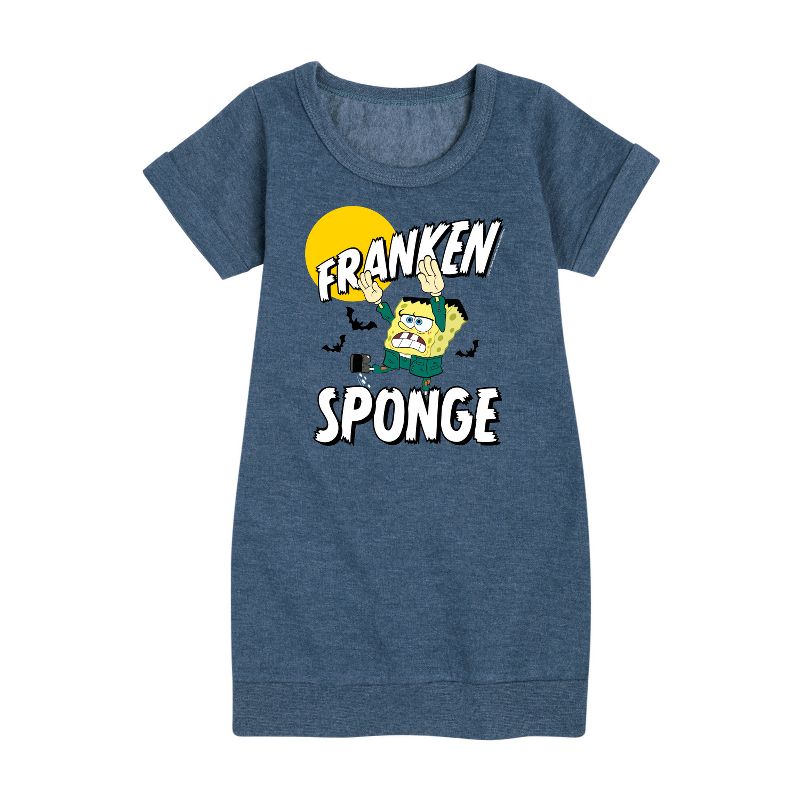 Girls' - SpongeBob SquarePants - Franken Sponge Graphic Short Sleeve Fleece Dress