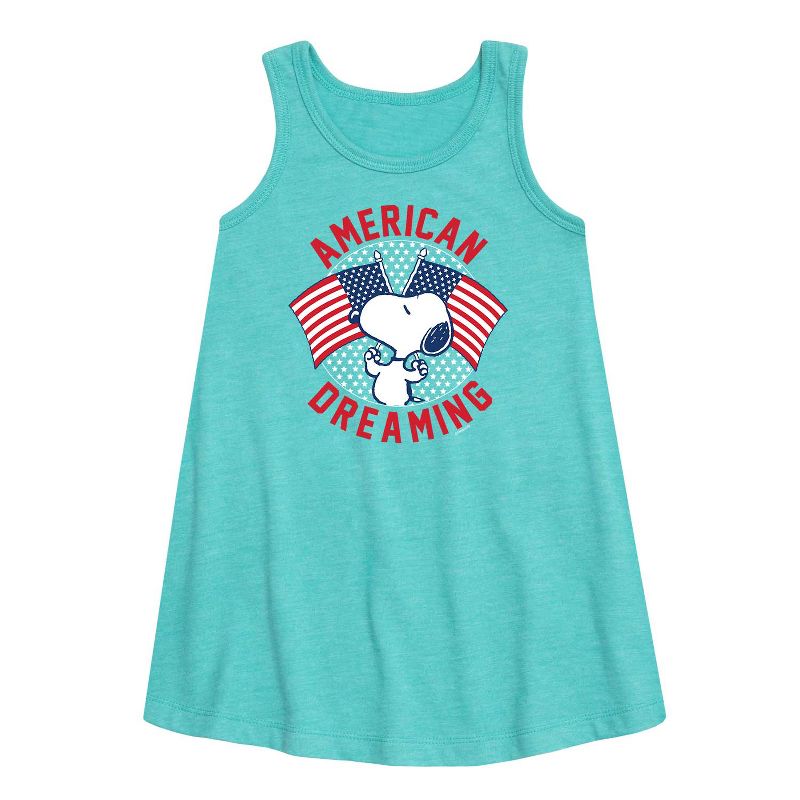Girls' - Peanuts - American Dreaming Graphic Sleeveless Aline Dress
