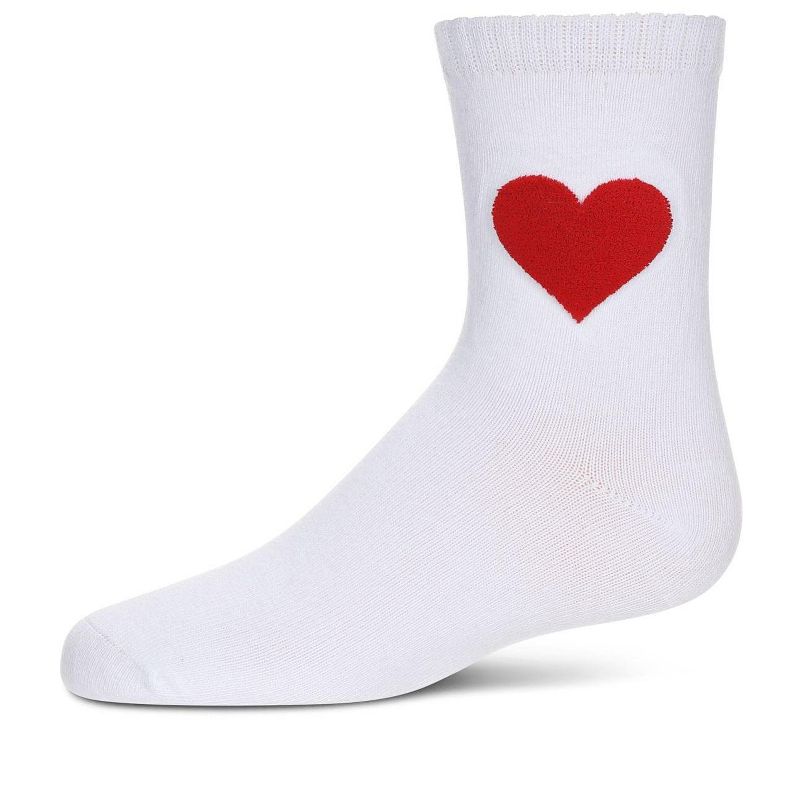 Memoi Girls' Fuzzy Heart Crew Socks