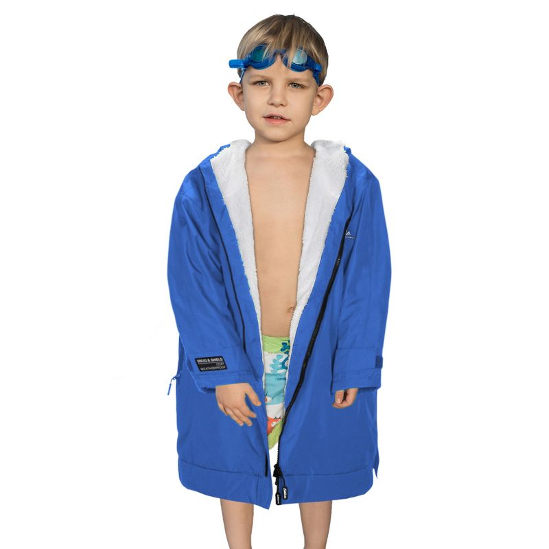 Catalonia Kids Waterproof & Windproof Swim Parka Jacket, Fleece-Lined Warm Hooded Coat for Boys & Girls, Lightweight Swim Robe