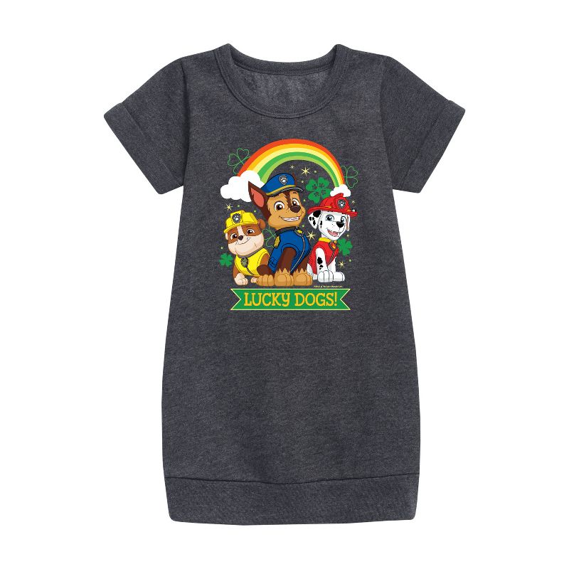 Girls' - Paw Patrol - Lucky Dogs Graphic Short Sleeve Fleece Dress