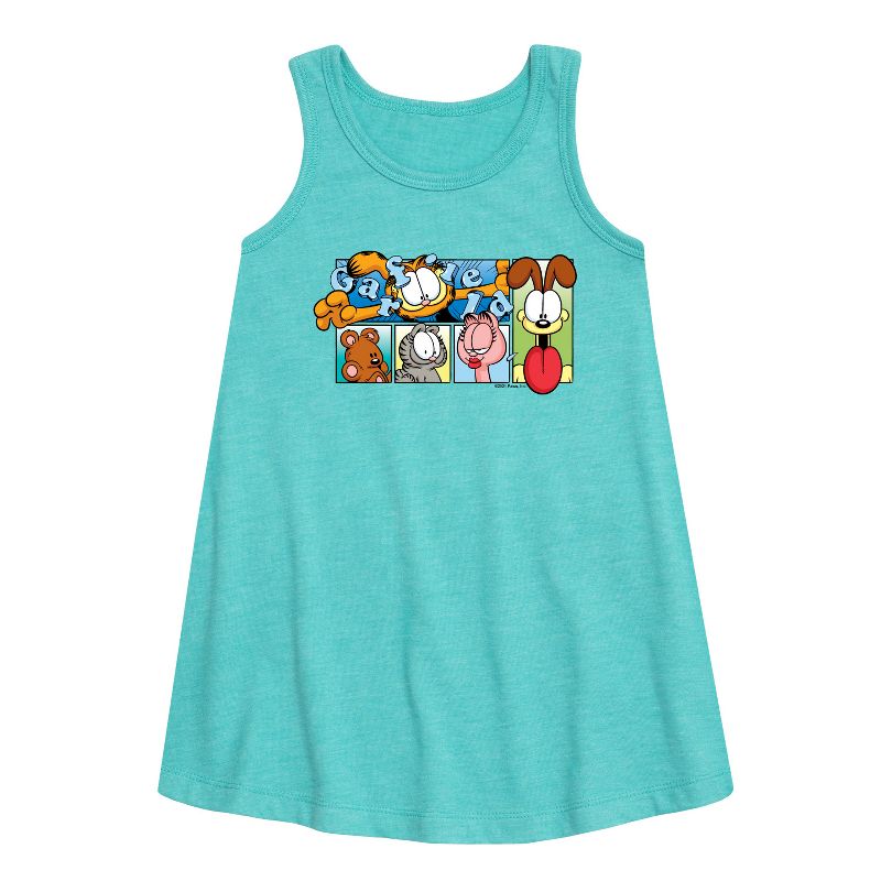 فستان غارفيلد الجرافيكي بدون أكمام بتصميم شبكة شخصية للبنات