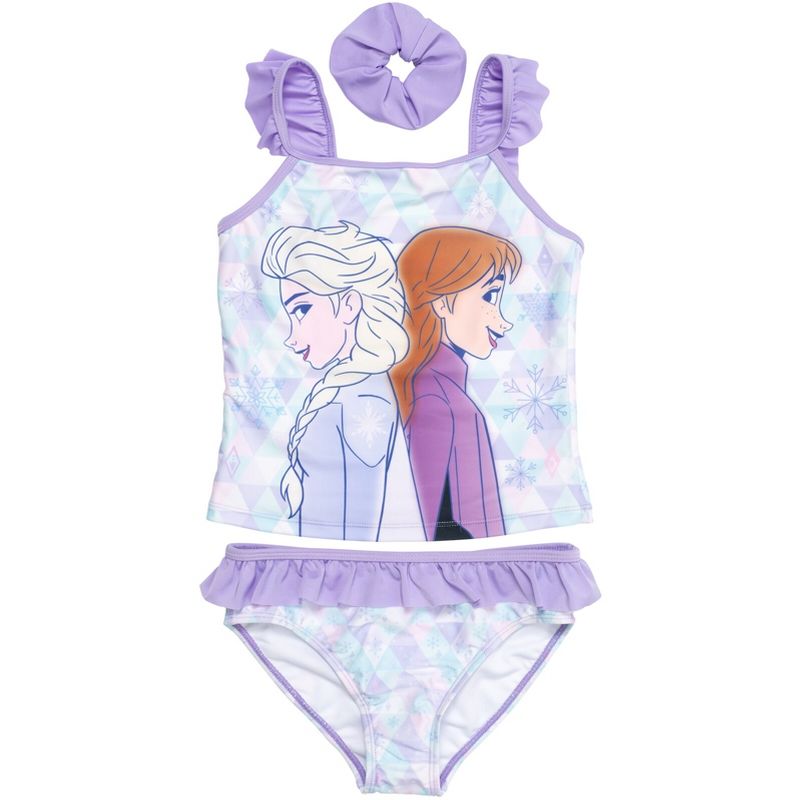 Disney UPF 50+ Tankini Top, Bikini Bottom and Scrunchie 3 Piece Swimsuit Set