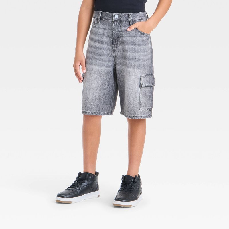 Boys' Baggy Cargo Jean Shorts - art class™ Gray Wash