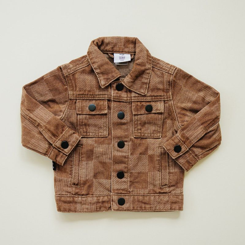 Kids Reed Checkered Denim Jacket - Olive + Scout