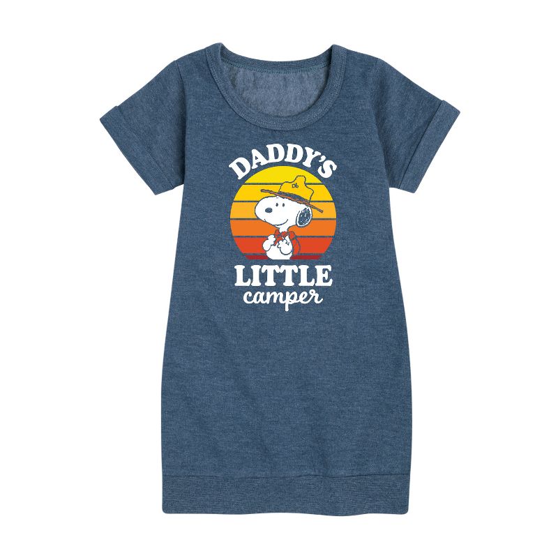 Girls' - Peanuts - Daddy Little Camper Graphic Short Sleeve Fleece Dress