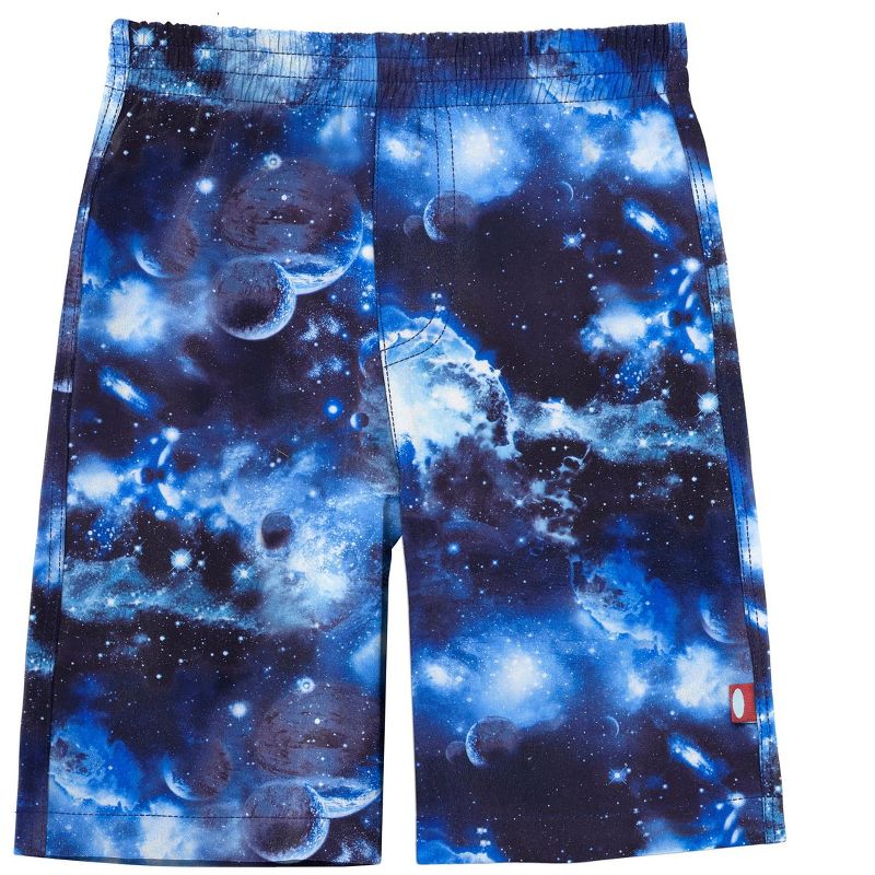 City Threads USA-Made Boys UPF 50+ Recycled Polyester Soft Stretch Below the Knee Printed Swim Board Shorts