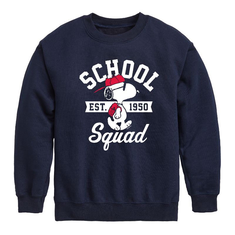Boys' - Peanuts - Snoopy School Squad Graphic Long Sleeve Fleece Sweatshirt