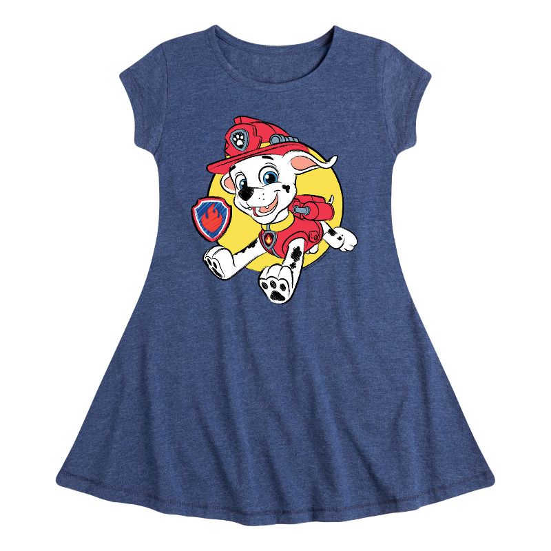 Girls' - Paw Patrol - Marshall Sketch Fit & Flair Cap Sleeve Dress