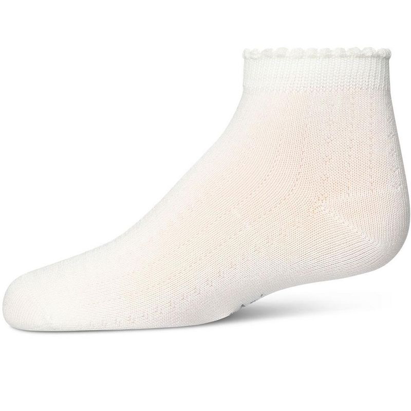 Memoi Ditsy Floral Scalloped Cuff Anklet Sock