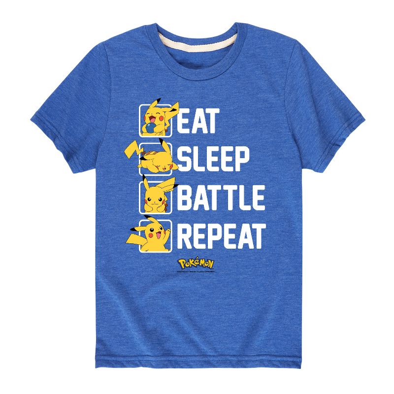Boys' - Pokémon - Eat Sleep Battle Repeat Short Sleeve Graphic T-Shirt