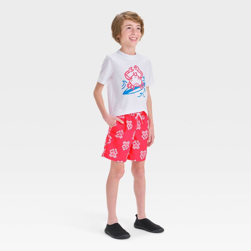 Boys' Crab Printed Rash Guard Set - Cat & Jack™ Red