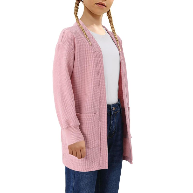 Girls Casual Coat Long Sleeve Open Front Sweatshirts Jackets with Pockets