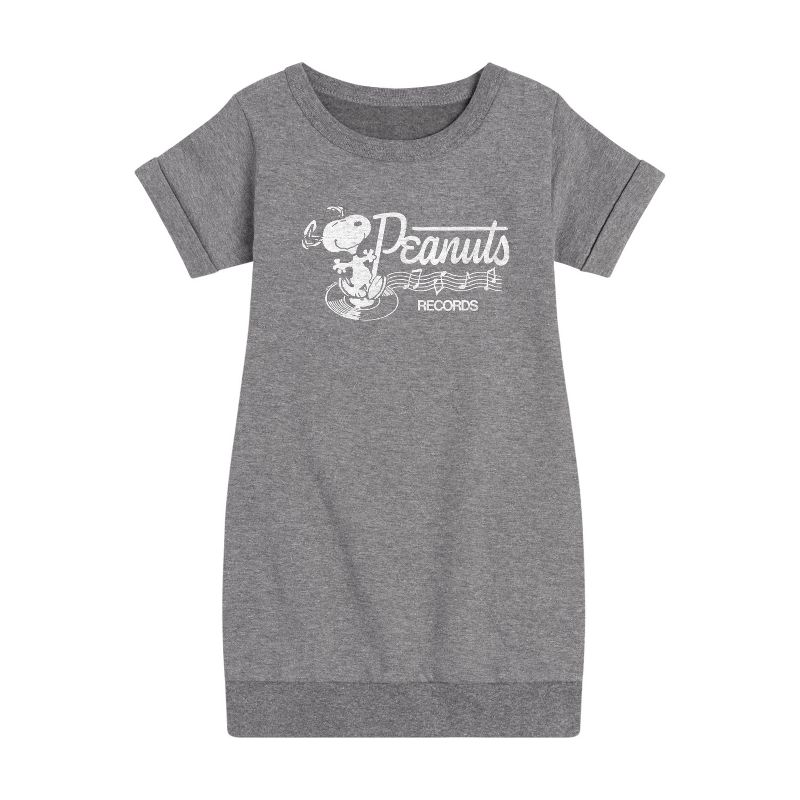Girls' - Peanuts - Dancing Snoopy Graphic Short Sleeve Fleece Dress