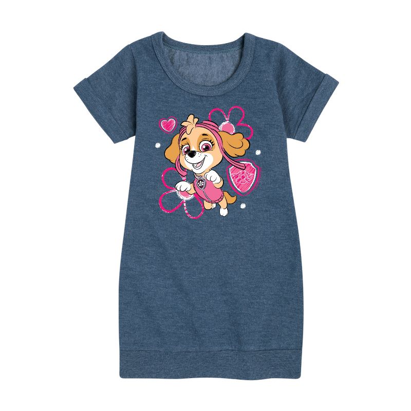 Girls' - Paw Patrol - Skye Sketch Graphic Short Sleeve Fleece Dress