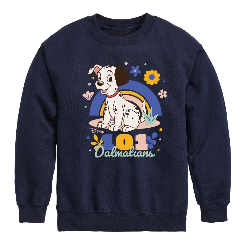 Boys' - 101 Dalmatians - Spring Flowers Graphic Long Sleeve Fleece Sweatshirt