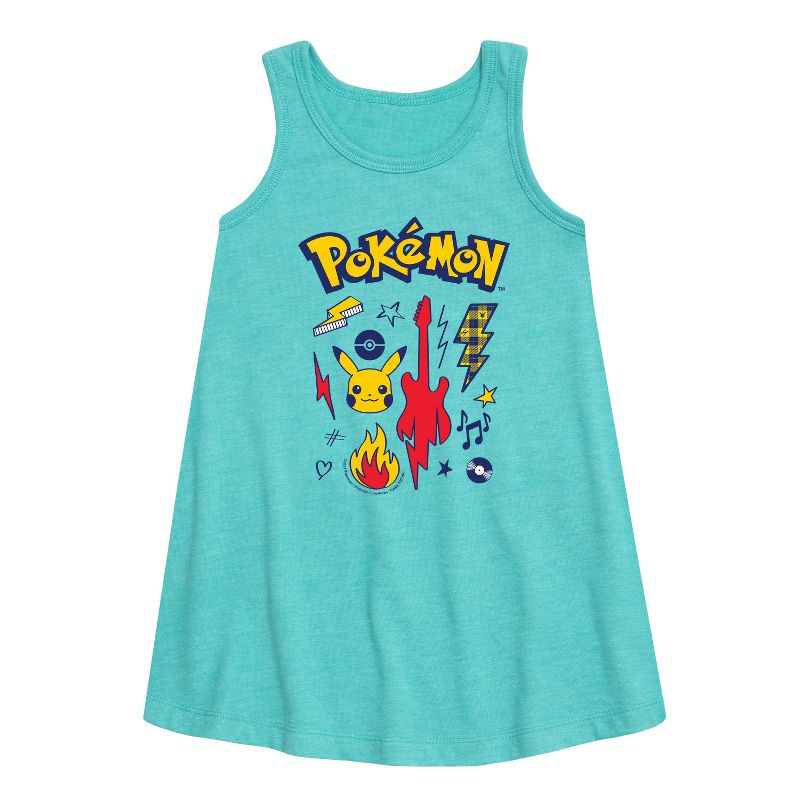 Girls' - Pokémon - Pokémon Punk Icons Graphic Sleeveless Aline Dress