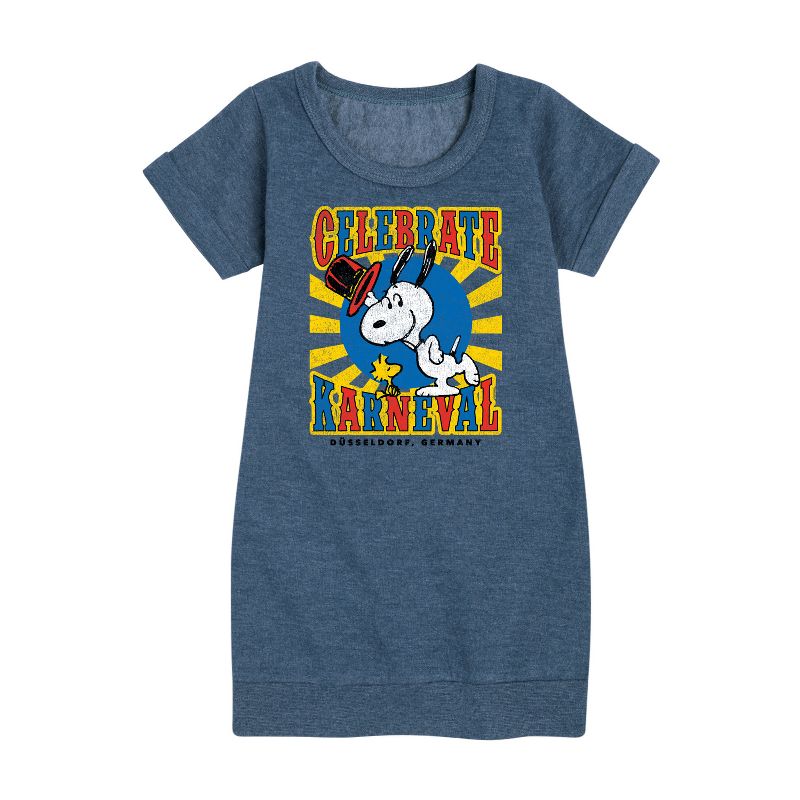 Girls' - Peanuts - Snoopy Celebrate Karneval Graphic Short Sleeve Fleece Dress