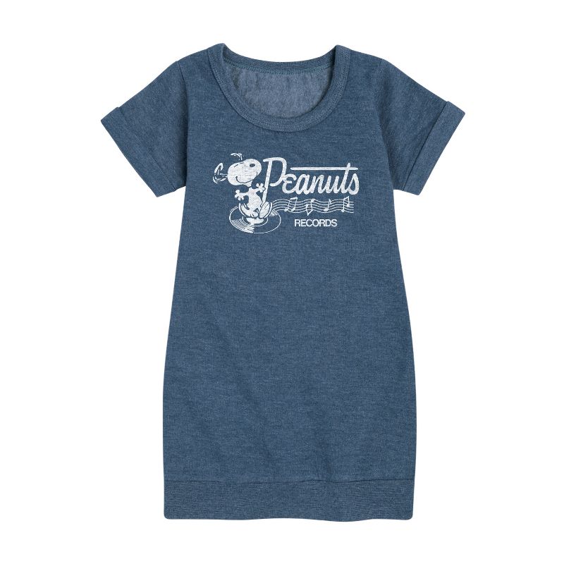 Girls' - Peanuts - Dancing Snoopy Graphic Short Sleeve Fleece Dress