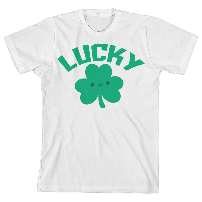 St. Patrick's Day Lucky Crew Neck Short Sleeve Youth White T-shirt
