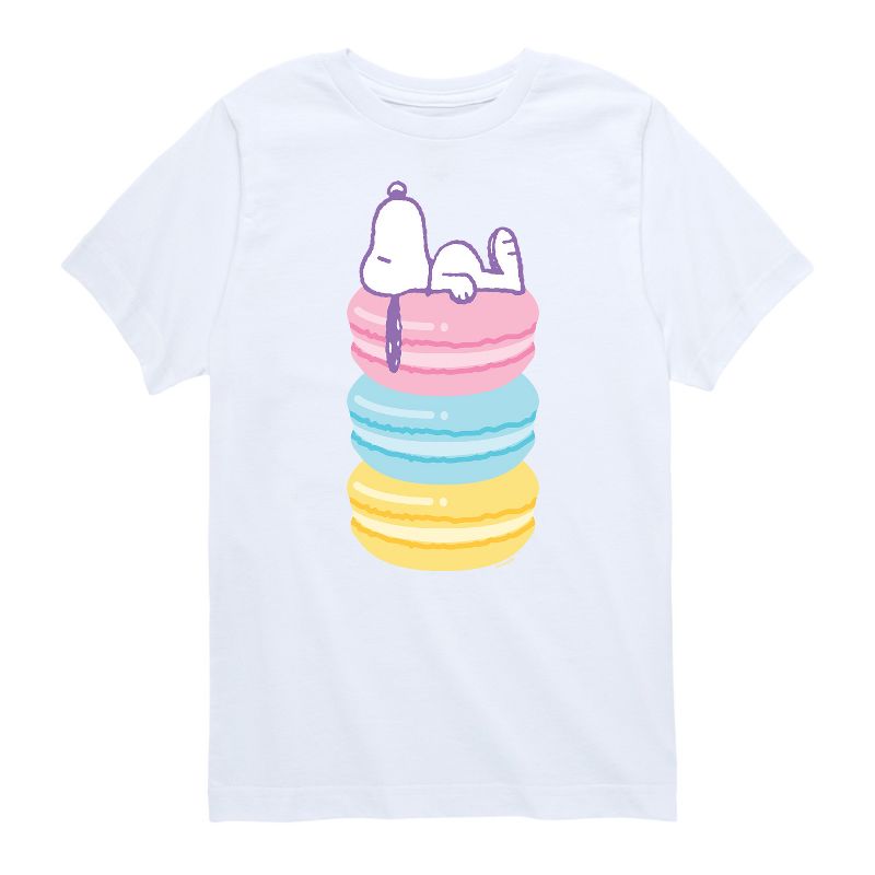 تي شيرت جرافيكي بأكمام قصيرة للأولاد - الفول السوداني - سنوبي - مكدس الماكرون