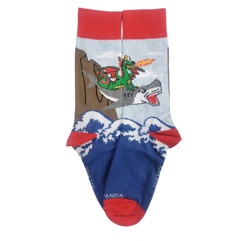 Dragon Riding a Shark Socks from the Sock Panda (Men's or Tween Sizes)