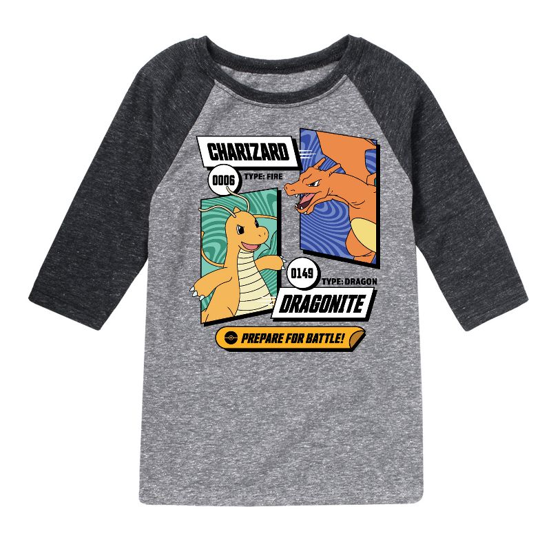 Boys' - Pokémon - Dragonite Charizard Prepare For Battle Raglan Graphic T-Shirt