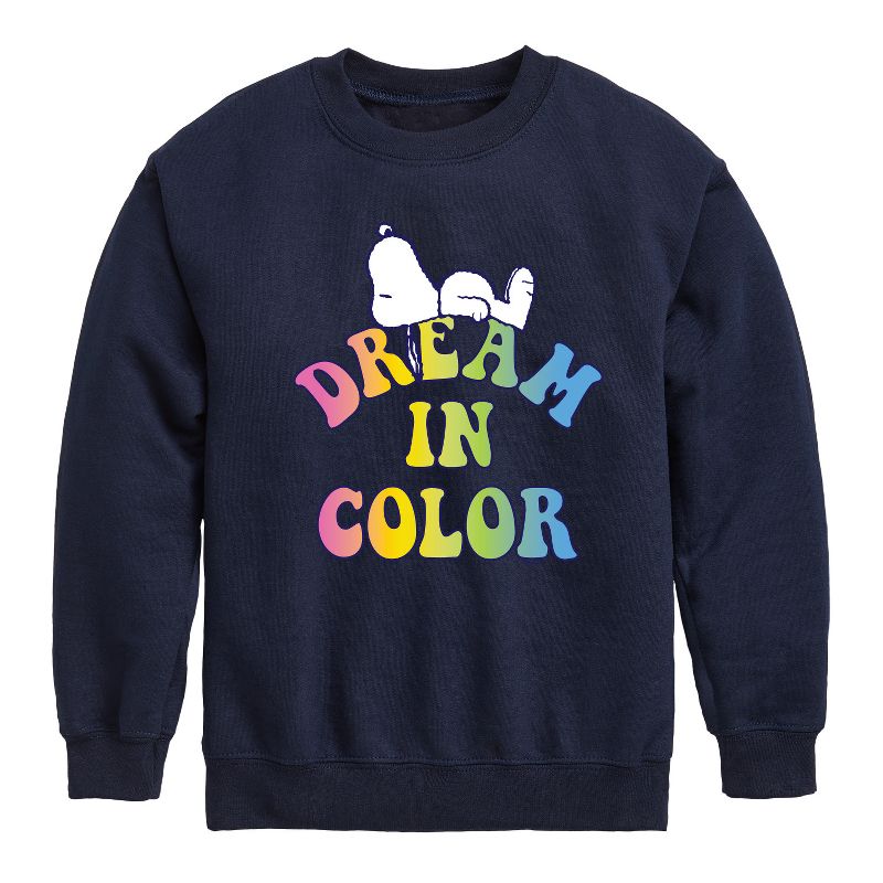 Boys' - Peanuts - Dream In Color Graphic Long Sleeve Fleece Sweatshirt