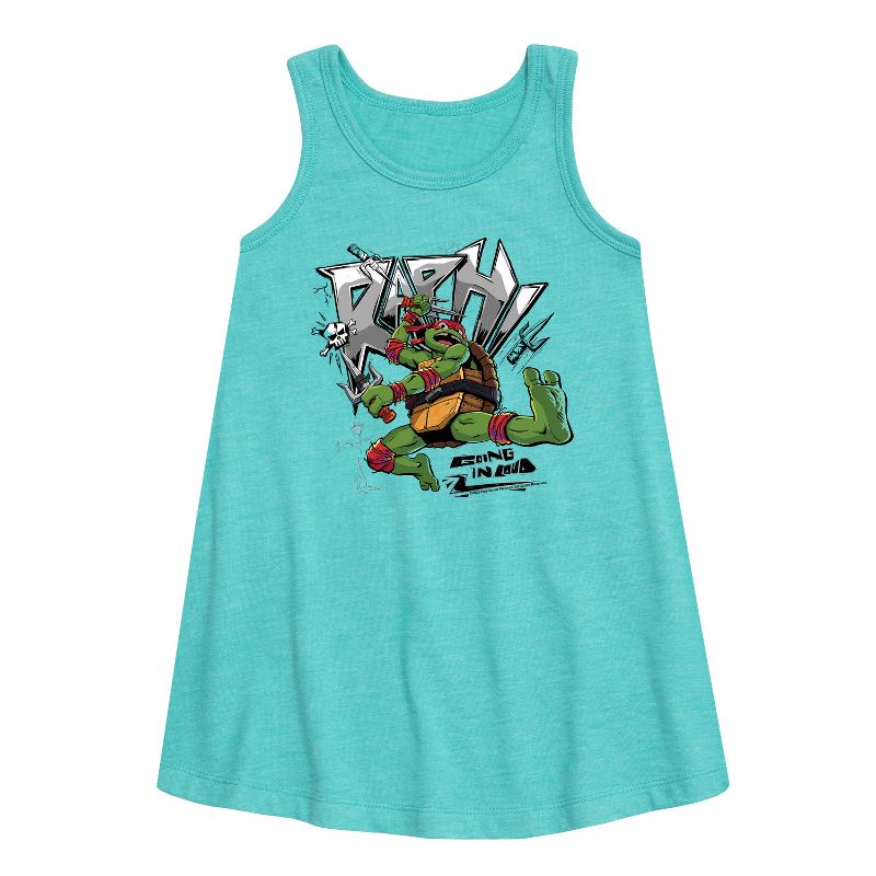 Girls' - Teenage Mutant Ninja Turtles - Raphael Going In Loud Graphic Sleeveless Aline Dress