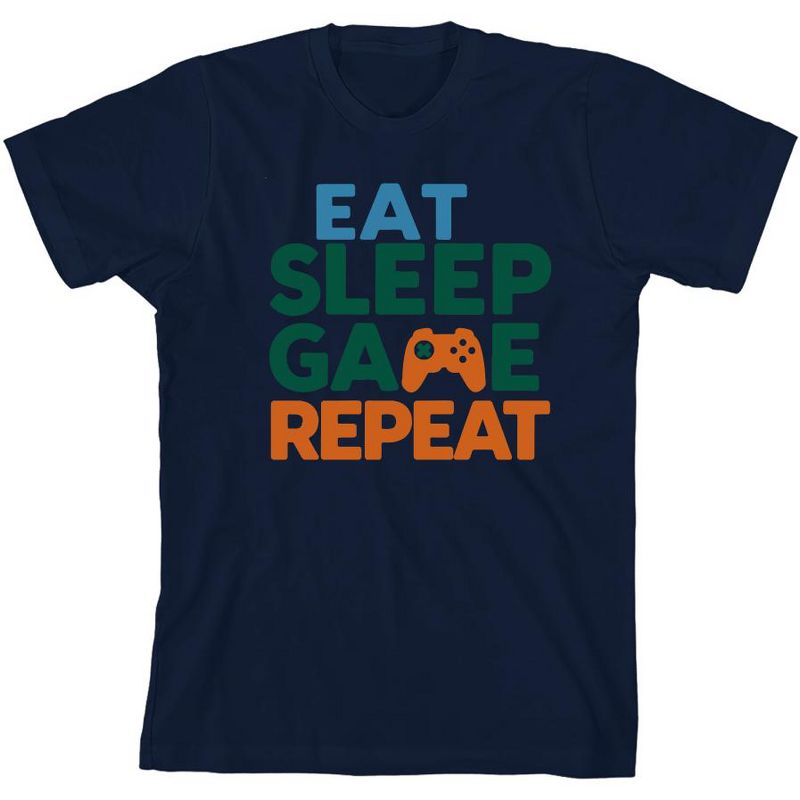 "Eat, Sleep, Game, Repeat" Youth Crew Neck Short Sleeve Tee