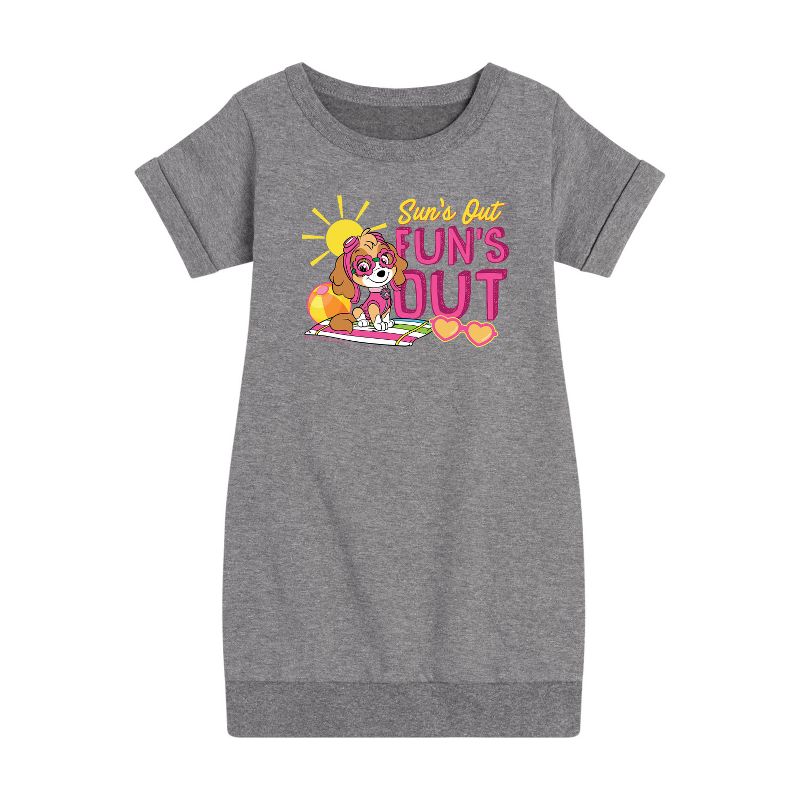 Girls' - Paw Patrol - Skye Suns Out Funs Out Graphic Short Sleeve Fleece Dress
