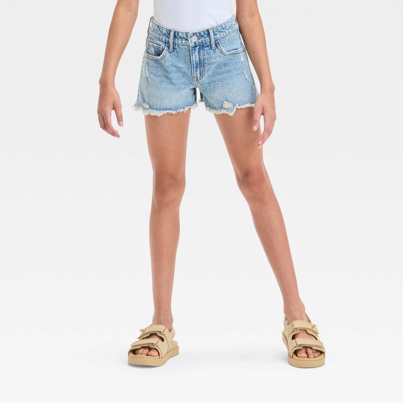 Girls' Mid Rise Denim Shorts - art class™ Blue
