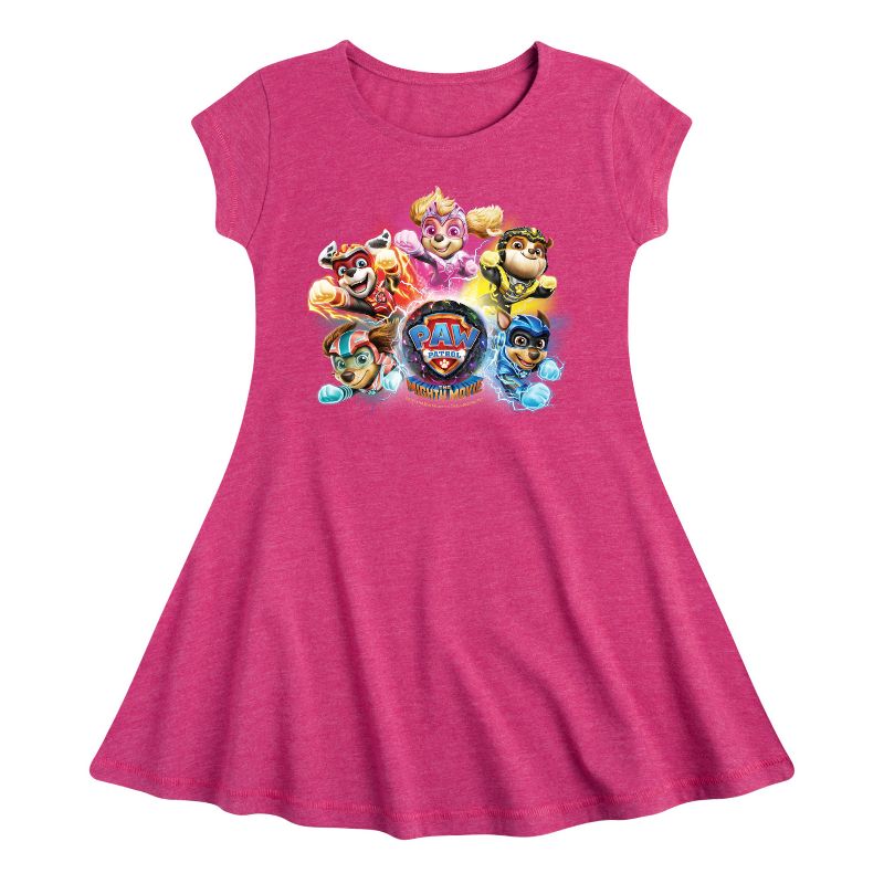 Girls' - Paw Patrol - Mighty Movie Character Group Fit & Flair Cap Sleeve Dress