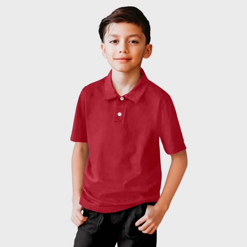 City Threads Boys Soft Cotton Jersey 2-Button Short Sleeve Polo Shirt - USA-Made (Part 2)