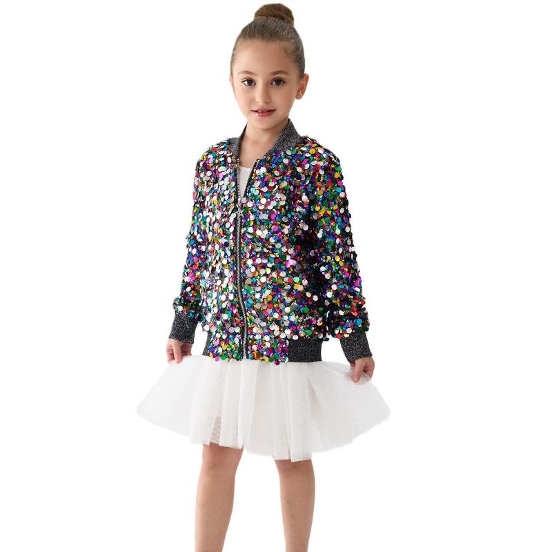 2Bunnies Girls' Cosmic Radiance Sequin Bomber Jacket