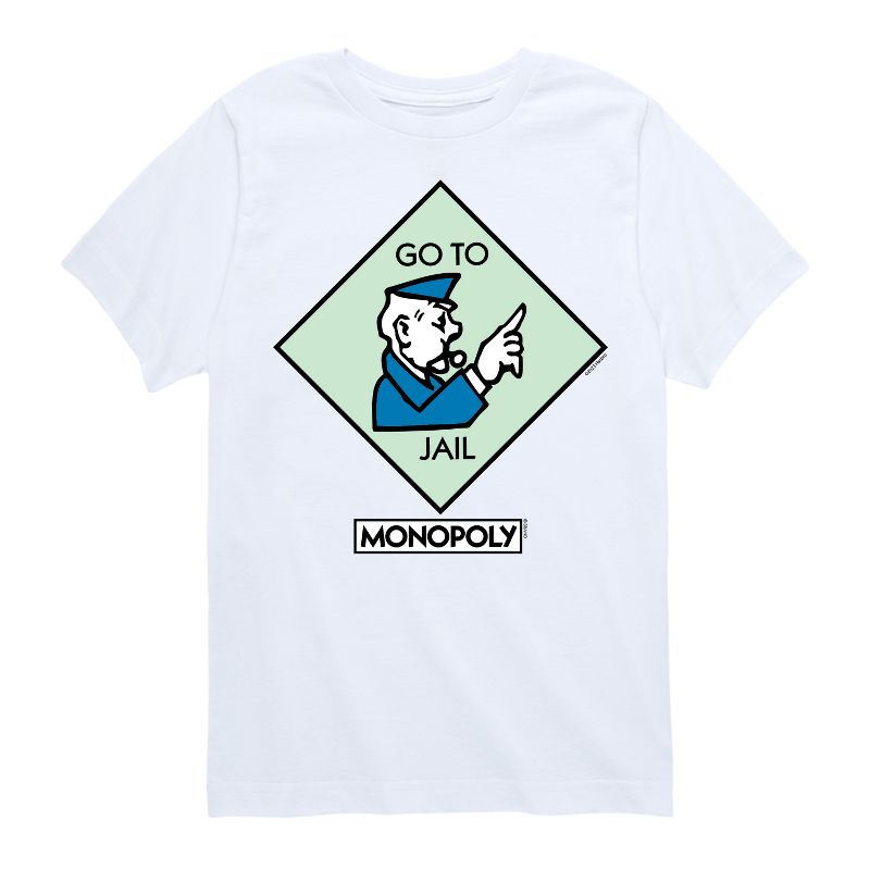 تي شيرت جرافيكي بأكمام قصيرة ومربعة من لعبة "اذهب إلى السجن" للأولاد - مونوبولي