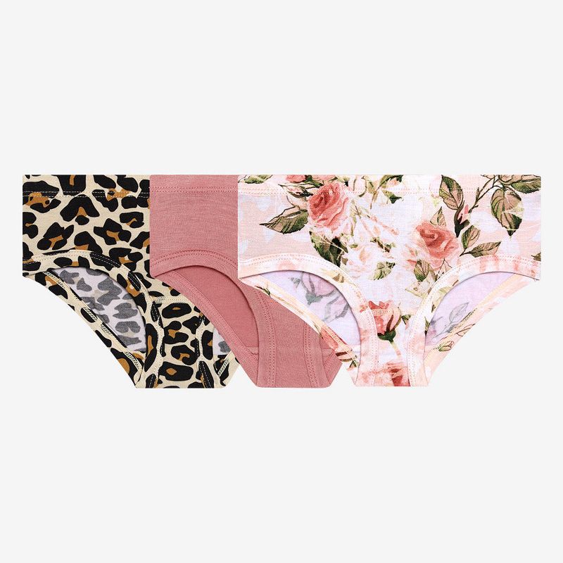 Girls Vintage Pink Rose 3 Pack Brief Set - Posh Peanut
