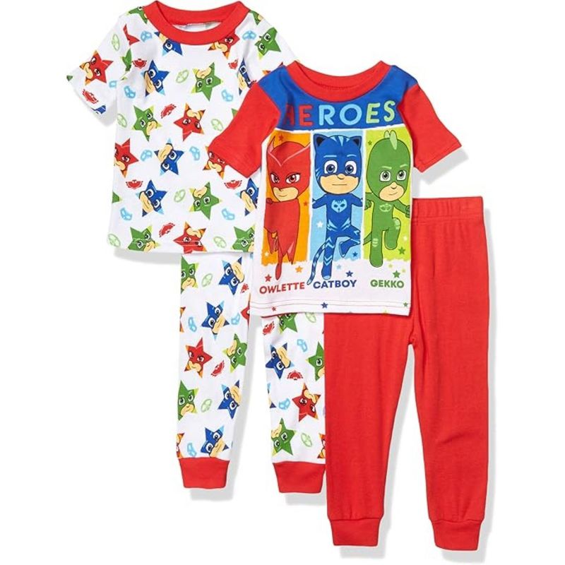 PJ Masks Toddler Boys' 4-Piece Cotton Pajama Sets, Size 2T