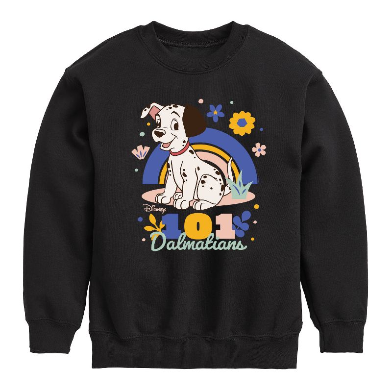 Boys' - 101 Dalmatians - Spring Flowers Graphic Long Sleeve Fleece Sweatshirt